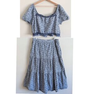 Madewell Matching Skirt Set Florentine Floral XL Tiered Maxi Ruffle Cottagecore